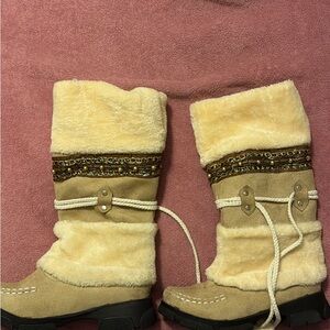 Faux Fur Embellished Boots size 8